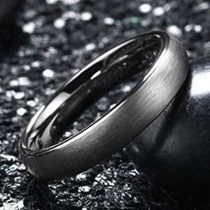 King Will Silver Matte Finish Tungsten Carbide Ring for Men Silver Engagement Ri